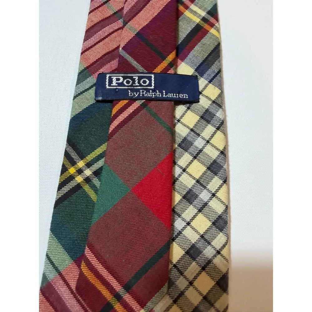 Polo Ralph Lauren Patchwork Plaid Tie USA Silk Tartan Ivy Preppy Vintage